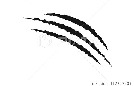 Scratch claw marks. Tiger, bear, wolf, panther, monster or dragon talons trail isolated on white background. Scary torn scars. Laceration trace. Vector graphic illustration Scratch claw marks. Tiger, bear, wolf, panther, monster or dragon talons trail isolated on white background. Scary torn scars. Laceration trace. Vector graphic illustration 112237203