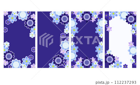 冬・春の花のイラスト背景、縦フレーム型16:9 112237293