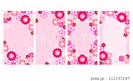 冬・春の花のイラスト背景、縦フレーム型16:9 冬・春の花のイラスト背景、縦フレーム型16:9 112237297