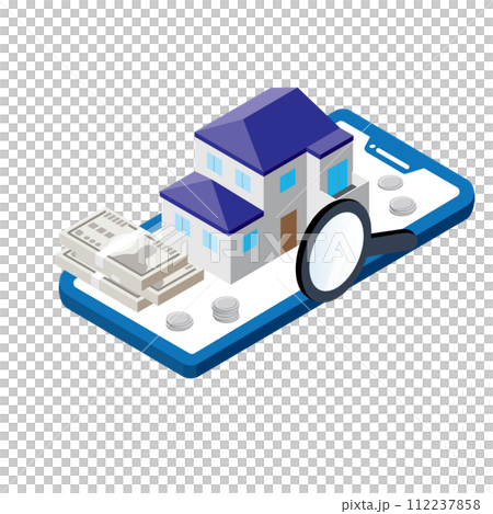 Image illustration of online appraisal of detached houses and real estate Image illustration of online appraisal of detached houses and real estate 112237858
