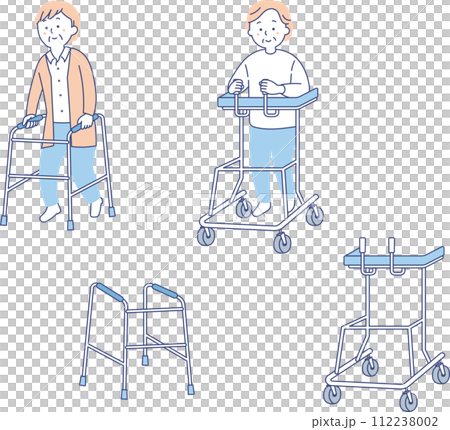 Senior woman using a walker Senior woman using a walker 112238002