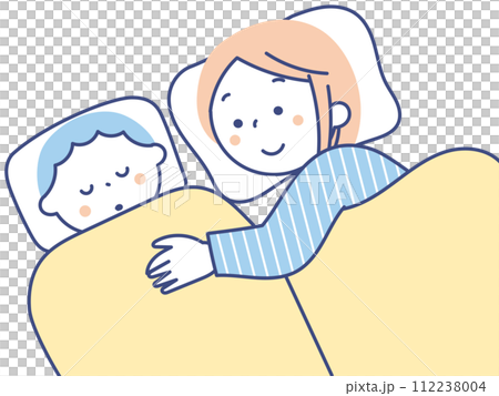A mother putting her child to bed 112238004
