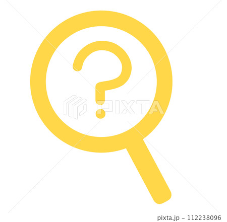 シンプルな黄色のはてなマークと虫眼鏡	 112238096