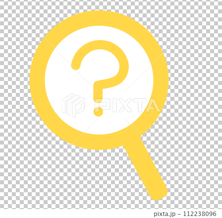 シンプルな黄色のはてなマークと虫眼鏡	 112238096