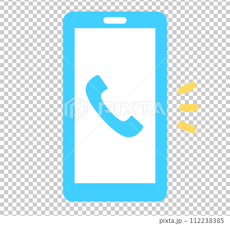 シンプルな水色|電話アイコンのスマホ シンプルな水色|電話アイコンのスマホ 112238385