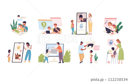Parental control. Parent protect children video game social media content, safety internet software restricted access kids computer Parental control. Parent protect children video game social media content, safety internet software restricted access kids computer 112238534