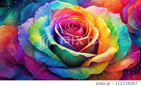 レインボーローズのイラスト素材 [112238567] - PIXTA