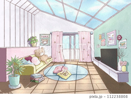カラフルで可愛い部屋のイラスト 112238808
