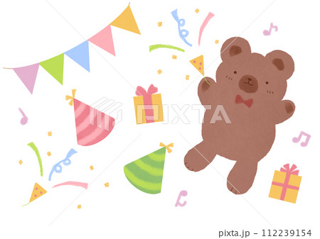 クマの楽しいパーティーのイラスト クマの楽しいパーティーのイラスト 112239154