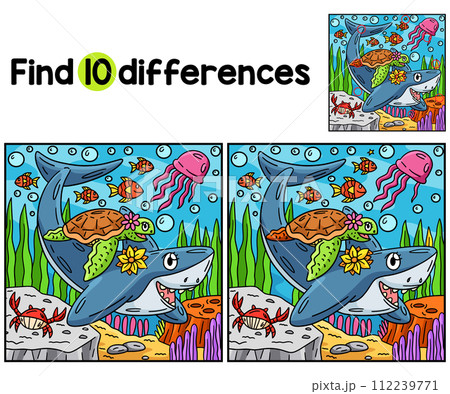 Shark and Turtle Find The Differences 112239771
