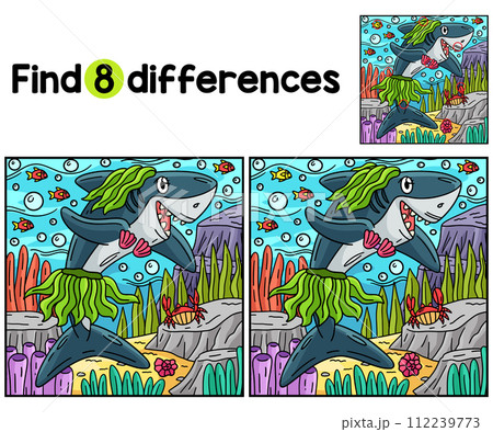 Shark and Seaweed Find The Differences 112239773