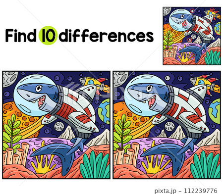 Space Shark Find The Differences Space Shark Find The Differences 112239776