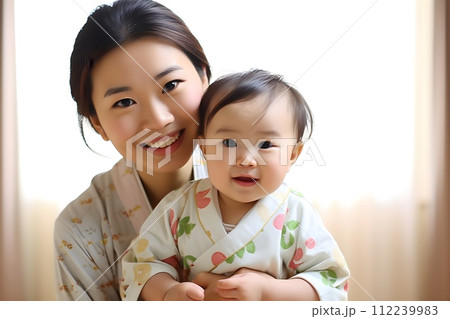 赤ちゃんとママのポートレート2　AI生成画像 112239983
