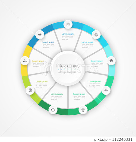 Infographic 9 options design elements for your business data. Vector Illustration. 112240331