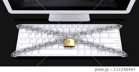 キーボードを鎖と南京錠で封印、情報漏洩の対策イメージ 112240465