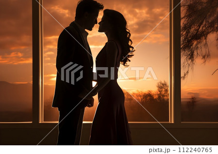 男性と女性のシルエット11　AI生成画像 112240765