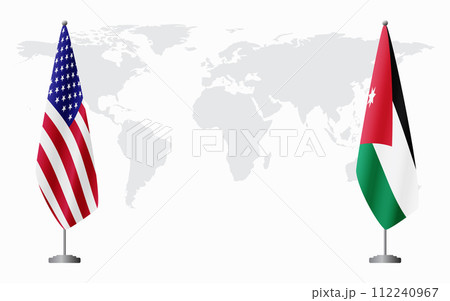 United States and Jordan flags for official meeting 112240967