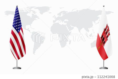 United States and Gibraltar flags for official meeting United States and Gibraltar flags for official meeting 112241008