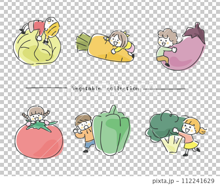 Illustration of children, vegetables and dietary education 112241629