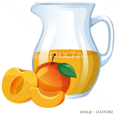 Fresh Apricot Juice in Glass Pitcher 112241982
