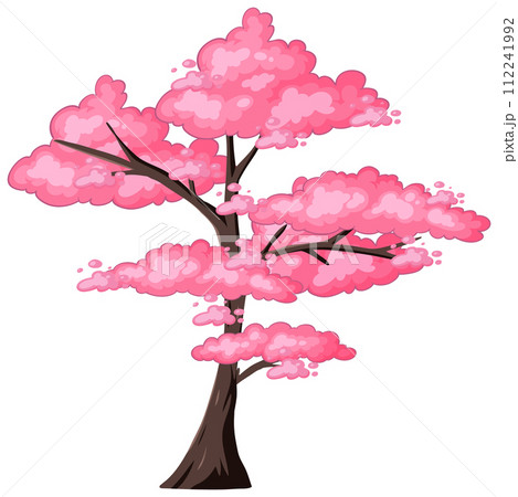 Blossoming Pink Tree Vector Illustration 112241992