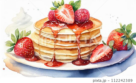 パンケーキ　白背景 112242389