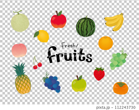 おしゃれなフルーツのイラストセット 112243730