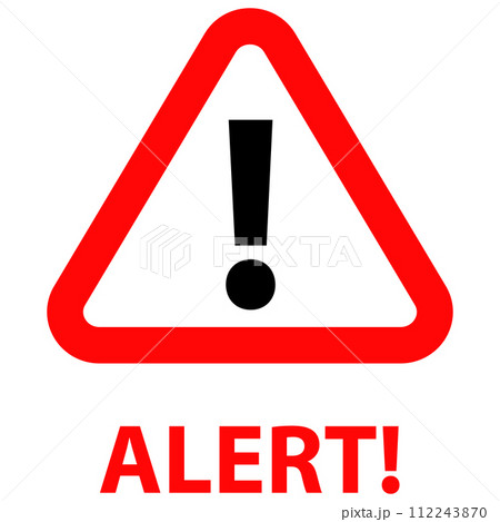 Alert icon. Attention warning attacker alert sign. Danger and Warning symbol. flat style. Alert icon. Attention warning attacker alert sign. Danger and Warning symbol. flat style. 112243870