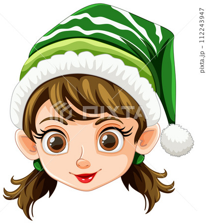 Festive Elf Girl Vector Illustration 112243947