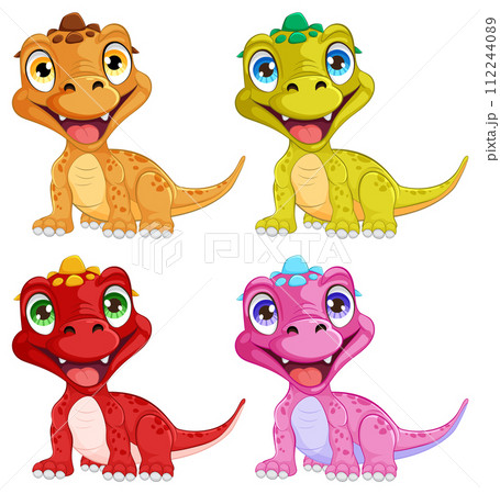 Colorful Cartoon Dinosaur Friends Colorful Cartoon Dinosaur Friends 112244089