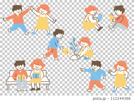 一群總是在一起玩耍的男孩和女孩_color 一群總是在一起玩耍的男孩和女孩_color 112244366