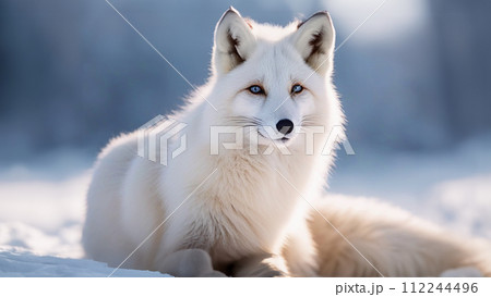 ホッキョクギツネ 白きつね 白狐 北極狐 ホッキョクギツネ 白きつね 白狐 北極狐 112244496
