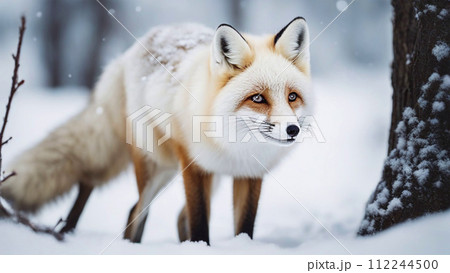 ホッキョクギツネ 白きつね 白狐 北極狐 ホッキョクギツネ 白きつね 白狐 北極狐 112244500