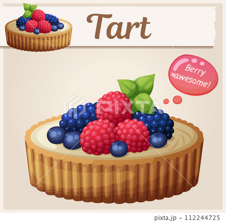Tart dessert with berries icon. Cartoon vector illustration Tart dessert with berries icon. Cartoon vector illustration 112244725