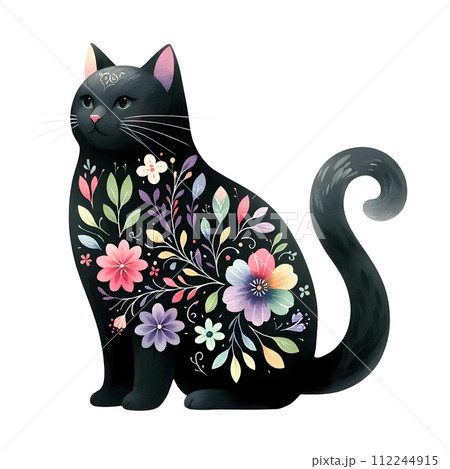cute cat with flowers 112244915