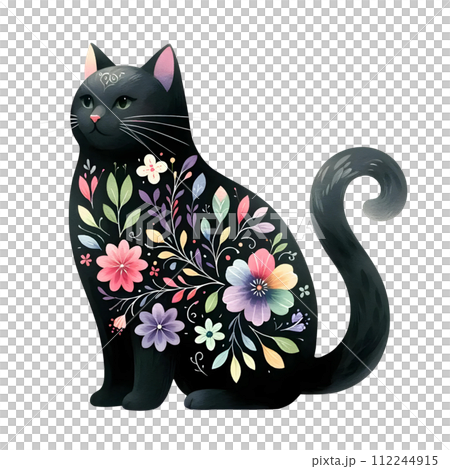 cute cat with flowers 112244915