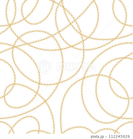 Seamless pattern of classic gold chains on white background. Fashion vector illustration Seamless pattern of classic gold chains on white background. Fashion vector illustration 112245029