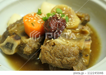 Korea food. Braised Short Ribs galbijjim 112245046