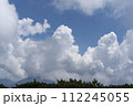 夏の青空と白い雲 112245055