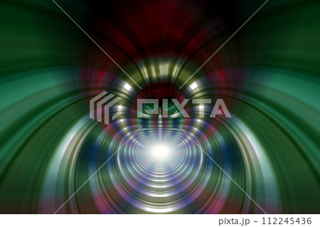 宇宙空間のワープをイメージした背景素材（ワームホール ・ブラックホールのイメージ） 112245436