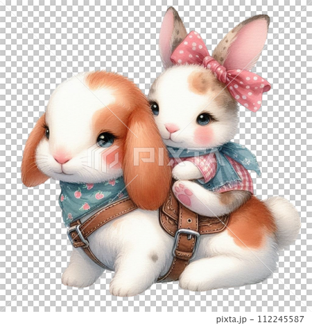 Rabbits riding each other's necks clipart...のイラスト素材 [112245587] - PIXTA