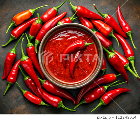 chili sauce on black background 112245614