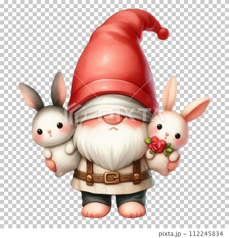 Gnome cute Holding a rabbit with 2 hands clipart watercolor Gnome cute Holding a rabbit with 2 hands clipart watercolor 112245834