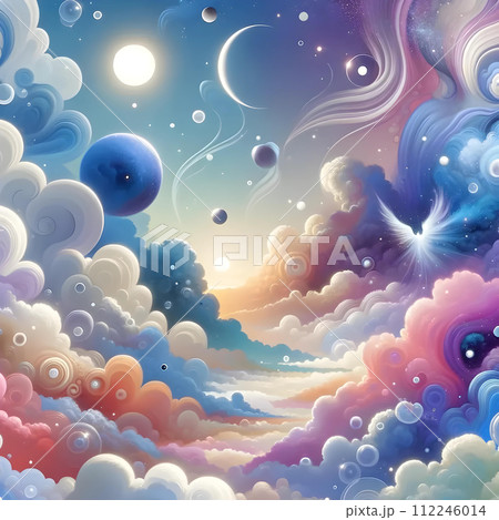 abstract background with clouds and stars 112246014
