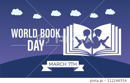 World Book Day celebrated every year of April 23, Vector banner, flyer, poster and social medial template design. 112246554