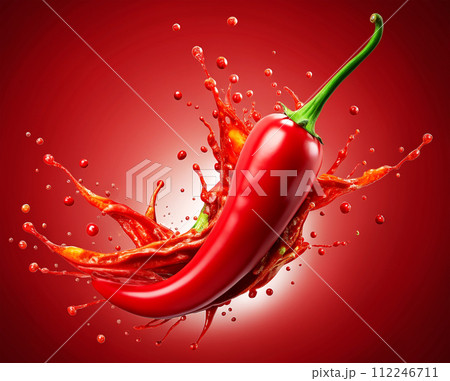 red pepper in water splash red pepper in water splash 112246711