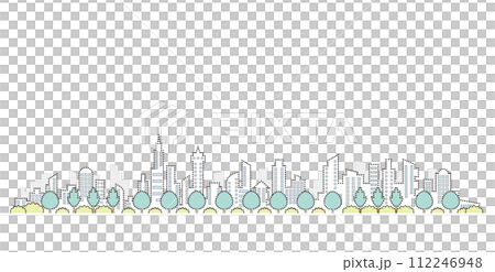 新鮮的綠色城市景觀點畫的向量插圖。 112246948