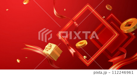 3D festive red and gold background 3D festive red and gold background 112246961
