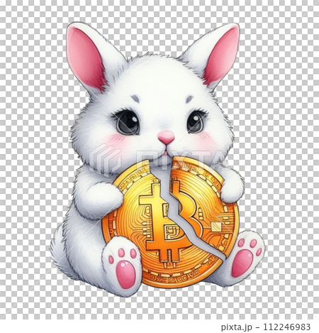 Cute rabbit holding bitcoin clipart watercolor Cute rabbit holding bitcoin clipart watercolor 112246983