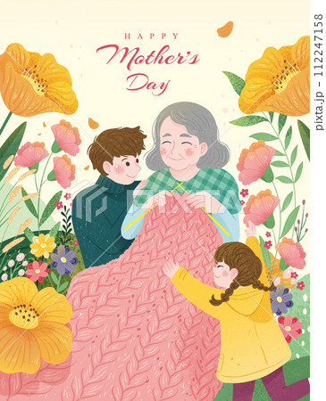 Grandma knitting Mother's day card 112247158